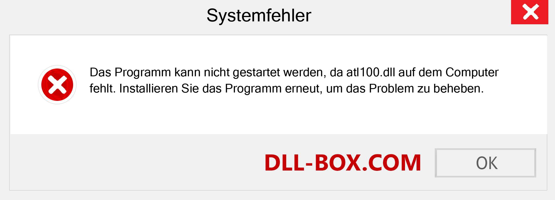 atl100.dll-Datei fehlt?. Download für Windows 7, 8, 10 - Fix atl100 dll Missing Error unter Windows, Fotos, Bildern